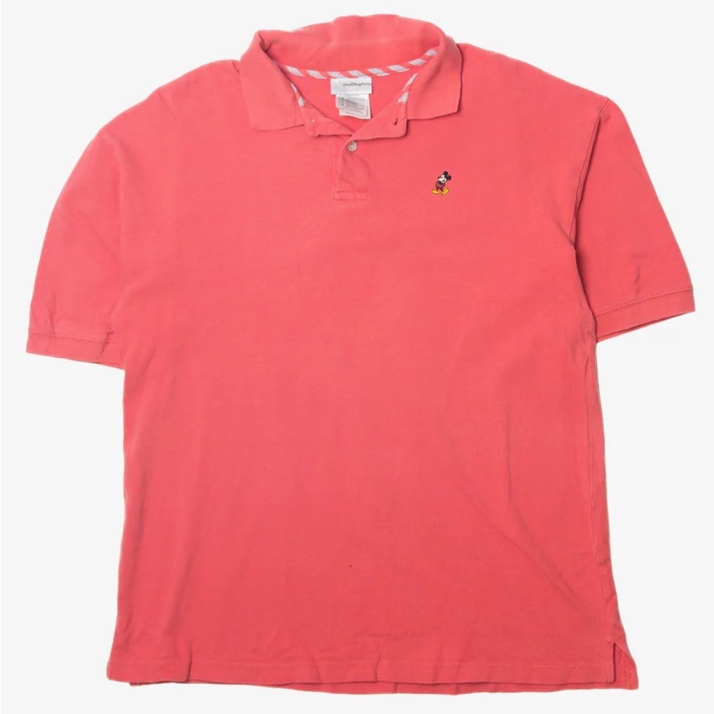 Disney Men's Coral Polo Shirt with Embroidered Character